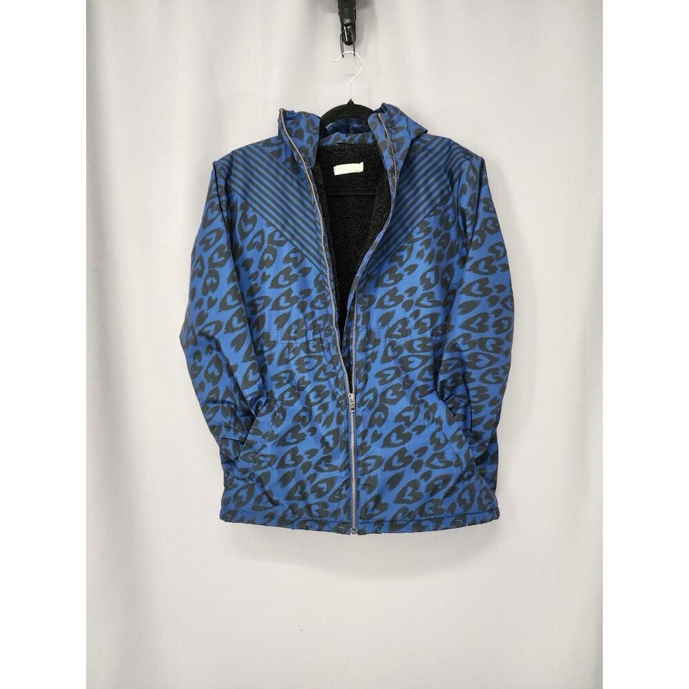 Stella McCartney Kids Jacket Size 14 Years Blue Animal Print Hearts Sherpa Lined